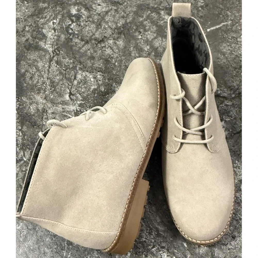 White Mountain Womens Anderson Faux Suede Chukka Booties Lt Beige Sz 7.5M